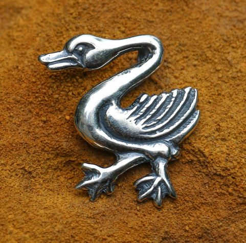 SWAN, MEDIEVAL PENDANT, SILVER