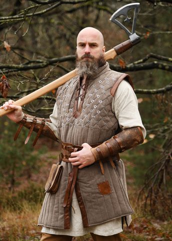 GAMBESON SANS MANCHES AVEC DÉTAILS FAITS MAIN, MARRON