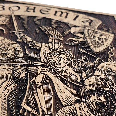 PREMYSL OTAKAR II - BOHEMIA, WALL DECORATION, WOOD 32X46CM