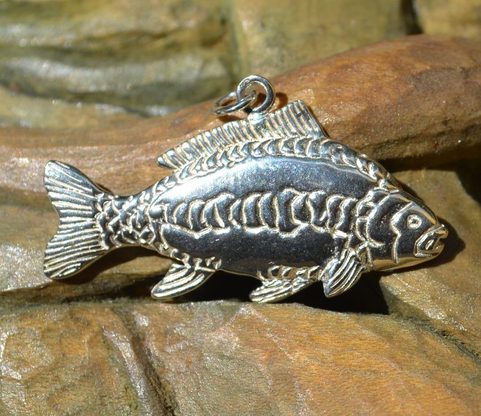 CARP, FISHING SILVER PENDANT, 925