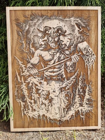 CHERNOBOG DÉCORATION MURALE, BOIS 30X40CM