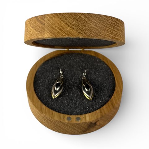 BOÎTE EN CHÊNE MOLDAVITE POUR COLLECTIONNEURS DE PIERRES, MOLDAVITE ET BRACELETS