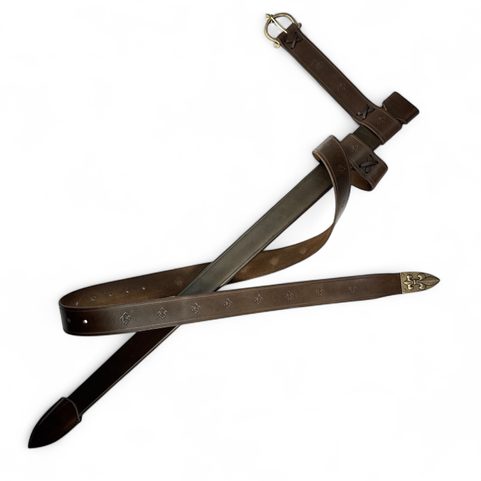 LEATHER SCABBARD FOR ONE HANDED SWORDS, FLEUR DE LIS
