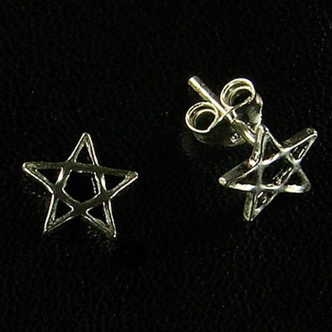 PENTACLE, STUD EARRINGS, SILVER