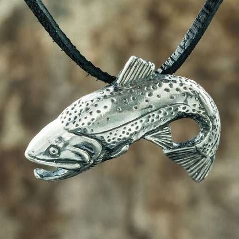 TROUT - FISH, PENDANT, STERLING SILVER