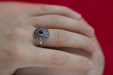 SLAVIC RING WITH GARNET