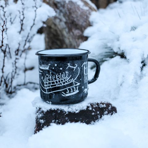 TANUM ROCK CARVINGS ENAMEL MUG