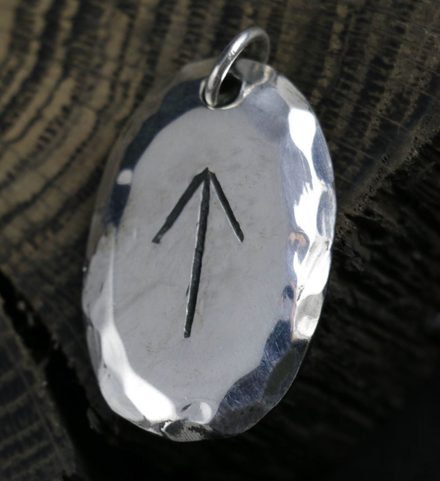 TEIWAZ, RUNE, STERLING SILVER PENDANT
