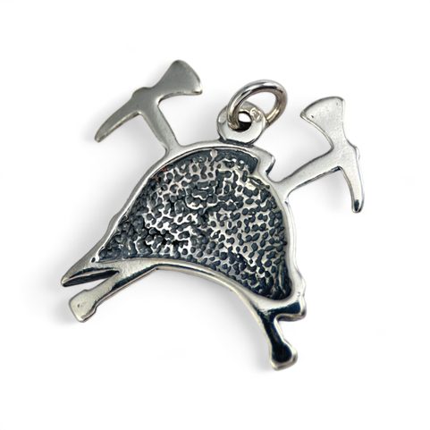OLD FIRE HELMET, PENDANT STERLING SILVER
