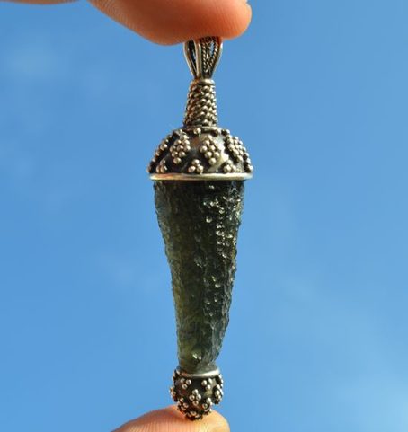 EXCLUSIVE HAND MADE JEWEL WITH MOLDAVITE, SILVER 925, COLLECTION BOHEMIA
