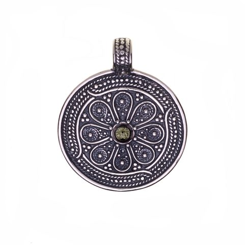 VESNA, PAGAN SILVER PENDANT WITH MOLDAVITE