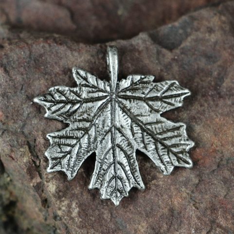 MAPLE LEAF, ZINC PENDANT, ANTIQUE SILVER
