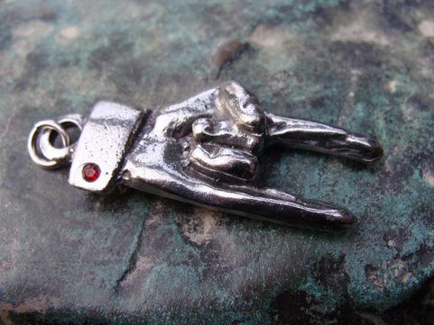 DEVIL HORNS, PEWTER PENDANT