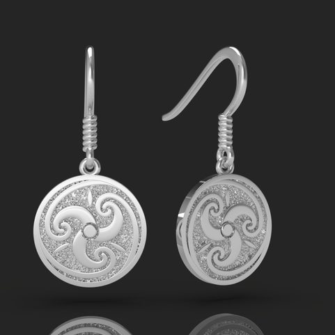 SPIRALES CELTIQUES, BOUCLES D'OREILLES EN ARGENT, AG 925