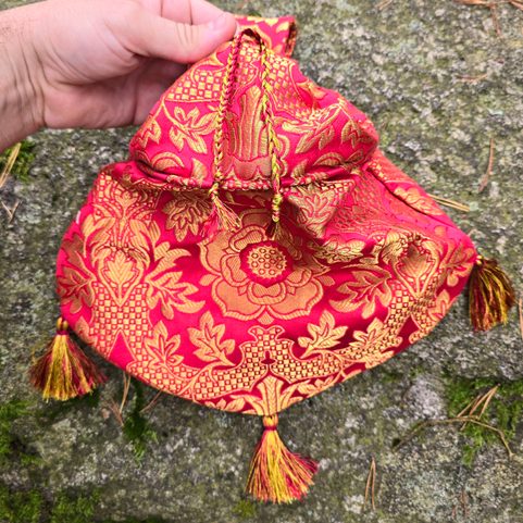 SAC DE DAME MÉDIÉVAL, XVE SIÈCLE, BROCART