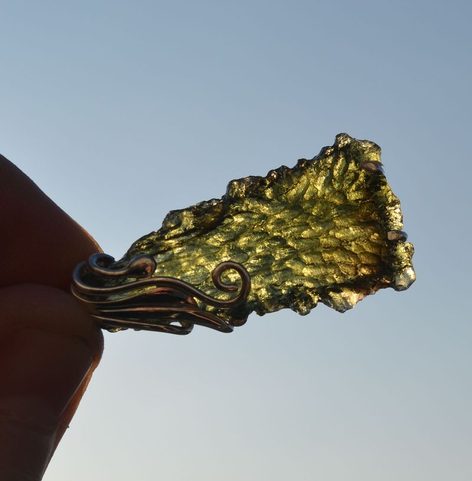 STELLARA, CZECH MOLDAVITE STERLING SILVER PENDANT