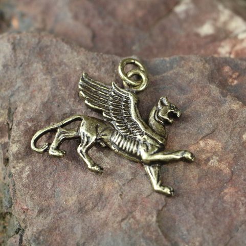 SCYTHIAN GRIFFIN, PENDANT, ZINC ANTIQUE BRASS