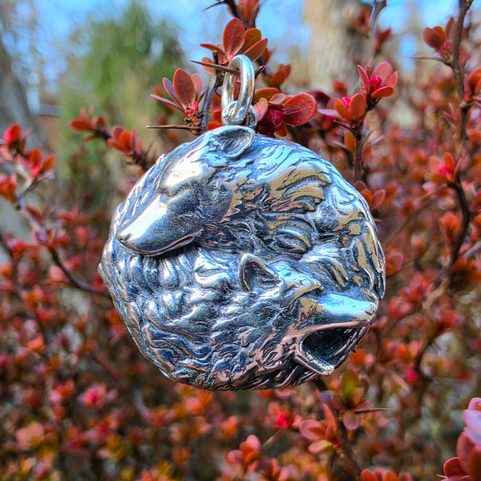 SILBER WOLFSANHÄNGER GERI UND FREKI AG 925