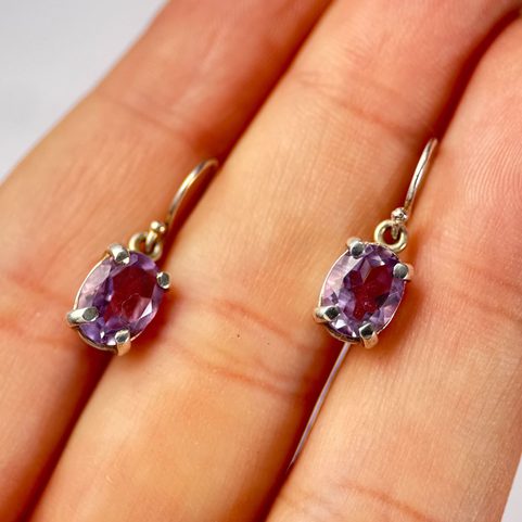 SILVER EARRINGS WITH AMETHYST, AG 925/1000