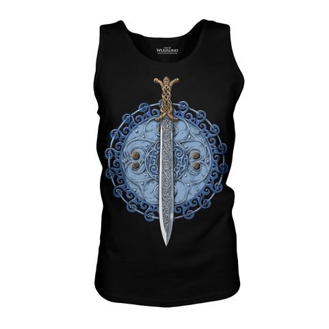 CLAÍOMH SOLAIS - SWORD OF LIGHT, MEN'S CELTIC TANK TOP - BLUE