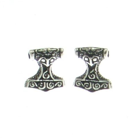 THOR'S HAMMER, EAR STUDS, STERLING SILVER