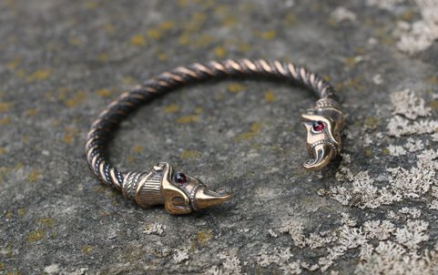 HUGINN AND MUNINN, VIKING BRACELET, BRONZE