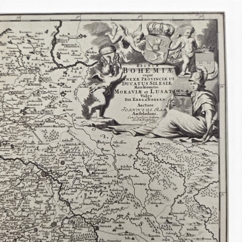 BOHEMIAE REGNUM, HISTORISCHE KARTE DES KÖNIGREICHS BÖHMEN, HANDGESCHÖPFTES PAPIER