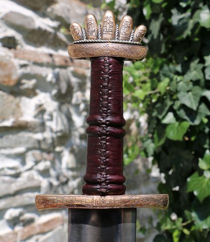 GORM, VIKING SWORD PETERSEN TYPE O, BRONZE, SILVER WIRE