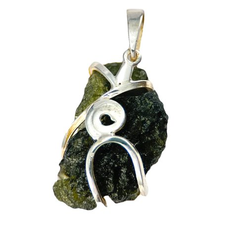 LUNA, SILVER PENDANT WITH CZECH MOLDAVITE AG 925