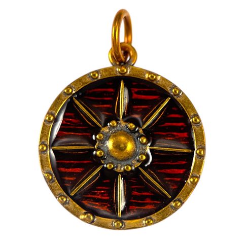 VIKING, SHIELD, PENDANT, BRONZE, ENAMEL