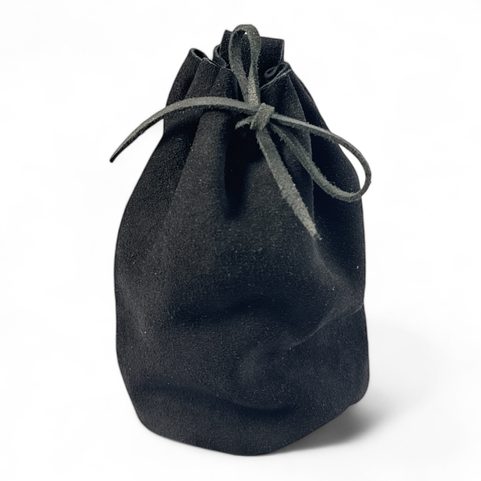 LARGE LEATHER POUCH, BLACK