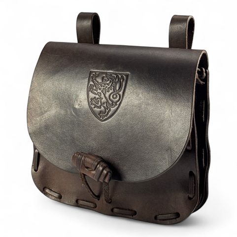 LEATHER MEDIEVAL SATCHEL WITH COAT OF ARMS - BOHEMIA