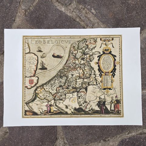 LEO BELGICUS, HISTORISCHE KARTE, HANDGESCHÖPFTES PAPIER