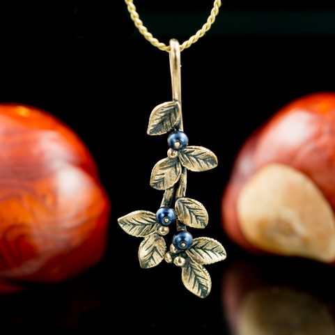 BLUEBERRIES, PENDANT, BRONZE