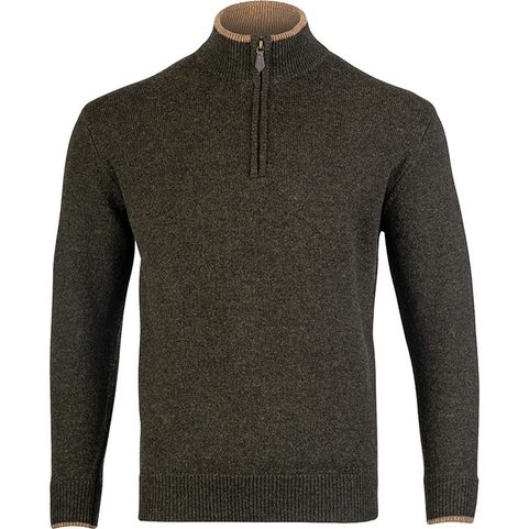 ASHCOMBE 100% LAMBSWOOL ZIPKNIT DARK OLIVE JACK PYKE OF ENGLAND