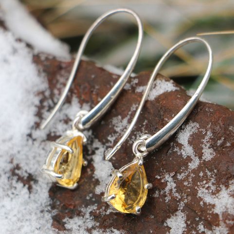 SINOPE PENDANT AND EARRINGS, SILVER 925 CITRINE, SET