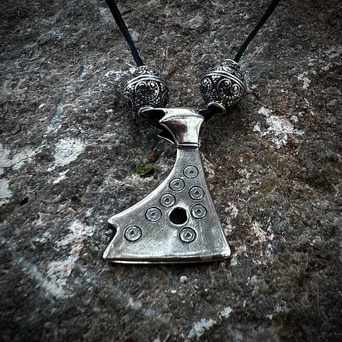 COLLIER PERUN, SILVER PERUN AXE ET GOMBES, AG 925