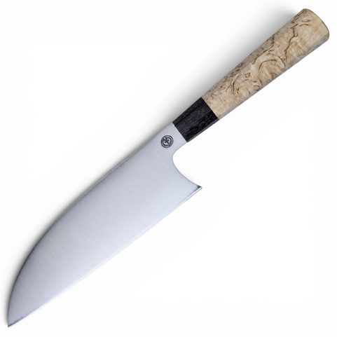 JAPANESE DEBA KNIFE, STAINLESS STEEL, BIRCH