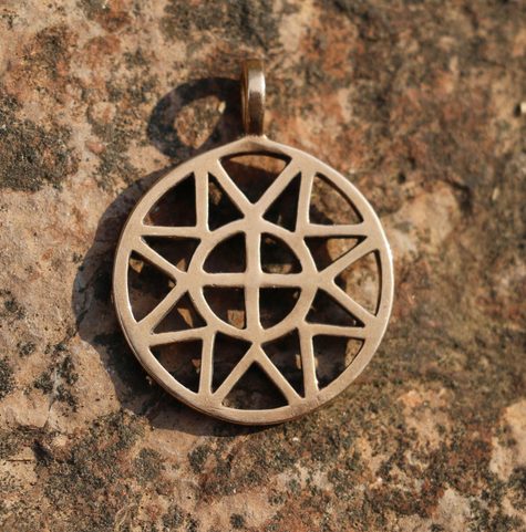 SUN AND CROSS, SMALL, BRONZE PENDANT