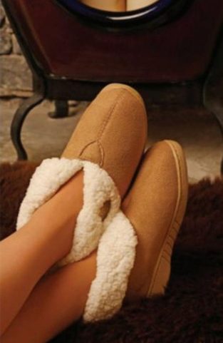 ADULT FAUX SUEDE BOOT SLIPPER, BROWN