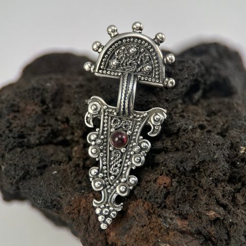 TÊTE D'AIGLE, FIBULE DÉBUT MOYEN ÂGE VERSION PENDENTIF - ARGENT 925