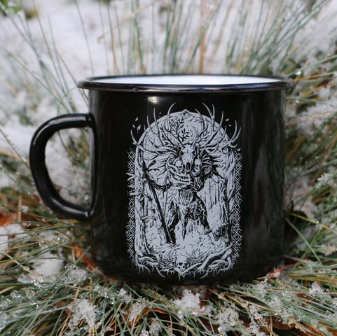LESHY SLAVIC FOREST SPIRIT ENAMEL MUG