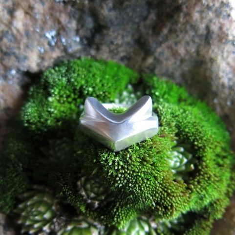 FOX, CUBIST RING, STERLING SILVER