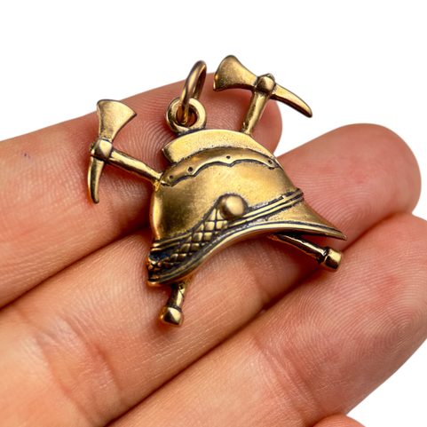 OLD FIRE HELMET - BRONZE PENDANT
