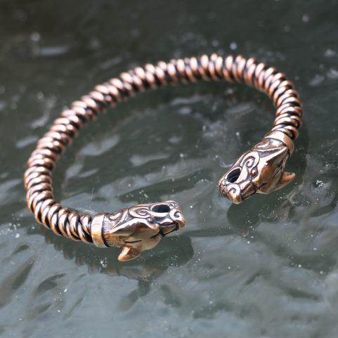 WOLF FENRIR, TWISTED BRACELET, BRONZE