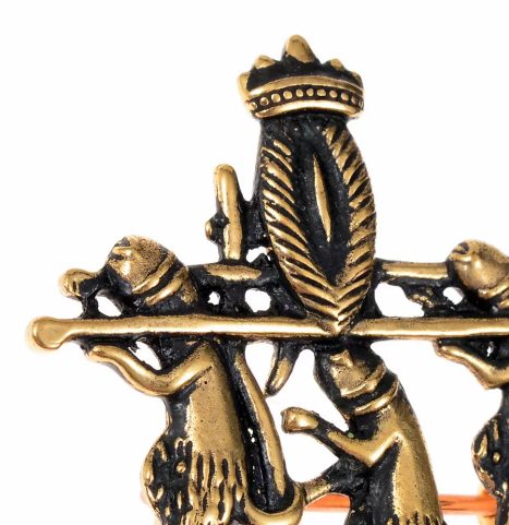 PROCESSION DE PHALLUS, PENDENTIF DE PÈLERIN MÉDIÉVAL, BRONZE