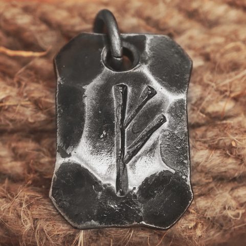 FEHU, FORGED IRON RUNE PENDANT