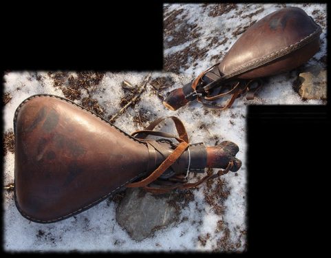 LEATHER BOTTLE WITH WAXED INNER SURFACE, DECORATION ITEM - 1 LITER