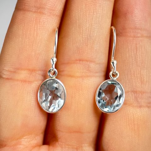 NEPTUNOS, SILVER EARRINGS, BLUE TOPAZ, AG 925/1000