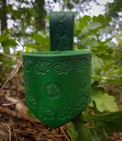FEUILLE, PORTE-CORNE EN CUIR, VERT